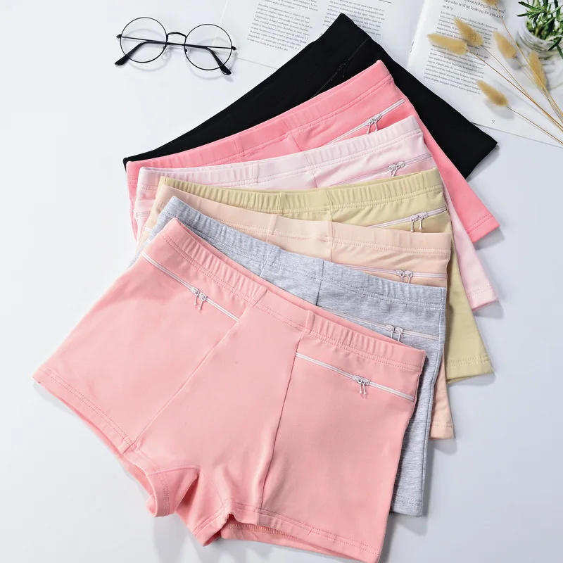 Boxer Brief Pack Cotton - กางเกงขาสั้นกระโปรงฤดูร้อนมีกระเป๋า กางเกงในสตรี กางเกงนิรภัย กางเกงป้องกันการโจรกรรม กางเกงขาสั้นเนื้อนุ่ม กางเกงบ็อกเซอร์ผ้าฝ้าย