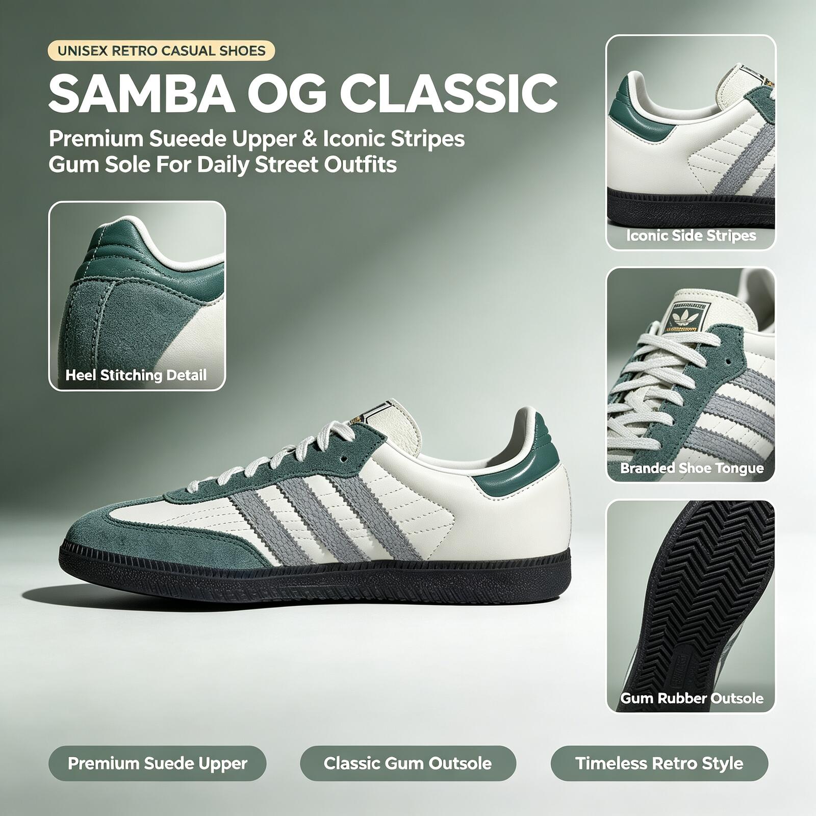Adidas Shoes Samba - รองเท้าผ้าใบหนังแท้ Adidas Samba JP9222 รุ่นทางการ -