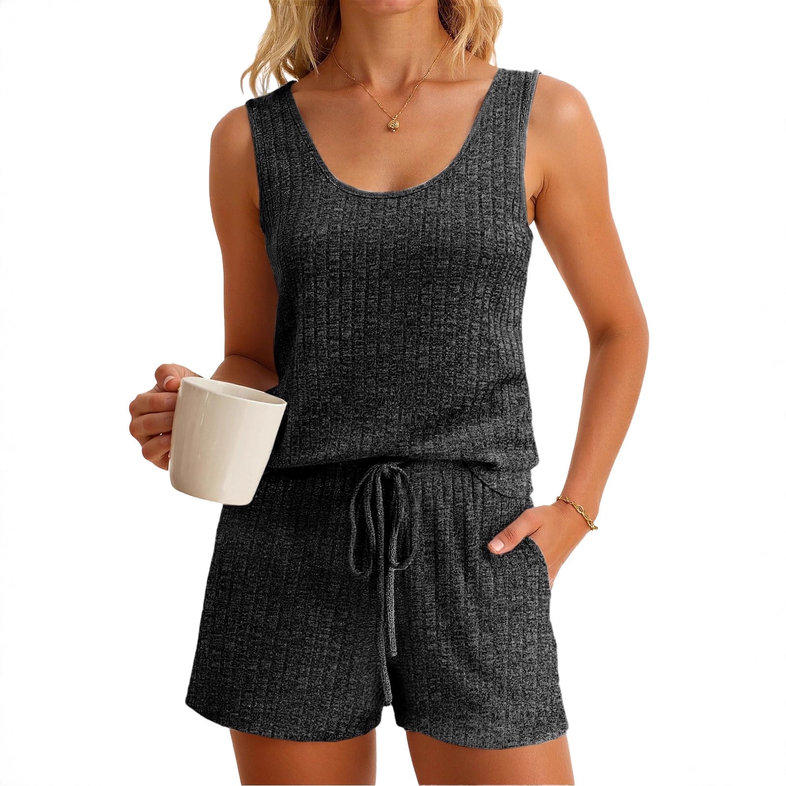 ชุดเสื้อกล้ามแขนกุดสำหรับผู้หญ - Tank Top Ribbed บทวิจารณ์และราคา