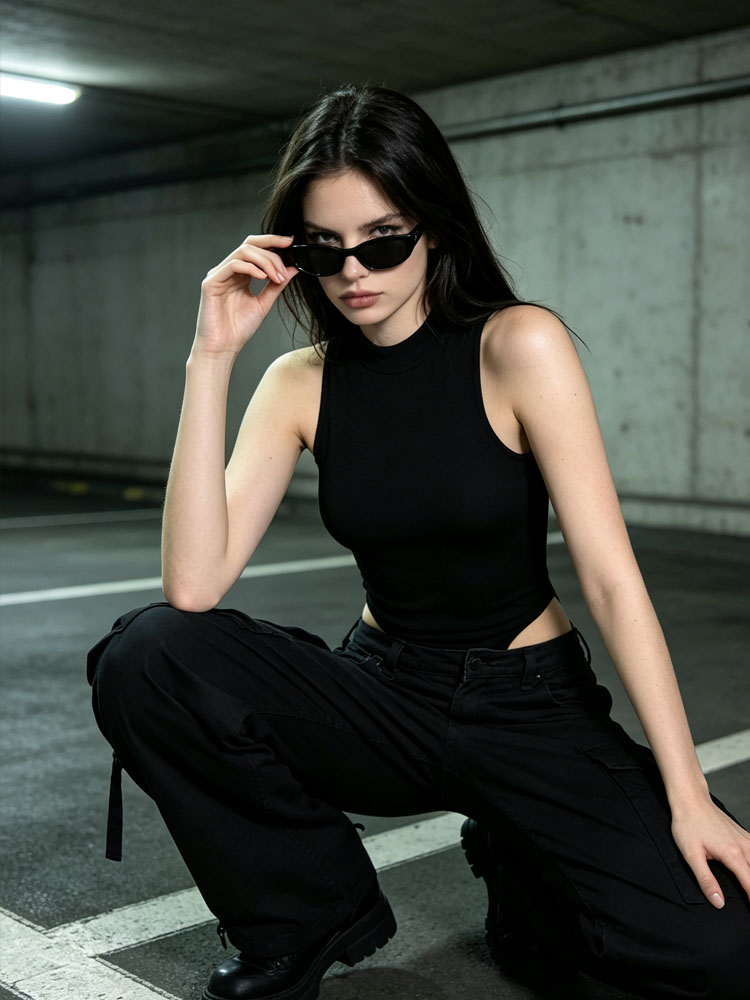 ชุดบอดี้สูทแขนกุดคอเต่าแบบเรีย - Tank Top Ribbed บทวิจารณ์และราคา